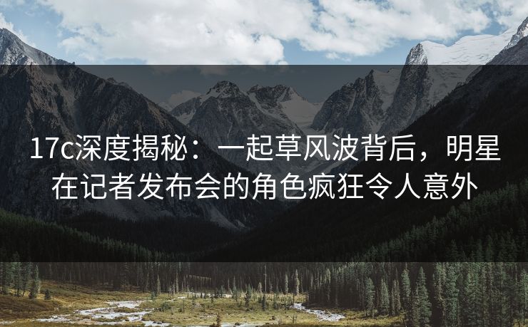 17c深度揭秘：一起草风波背后，明星在记者发布会的角色疯狂令人意外