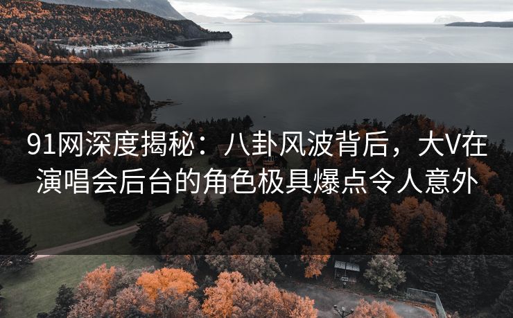 91网深度揭秘：八卦风波背后，大V在演唱会后台的角色极具爆点令人意外